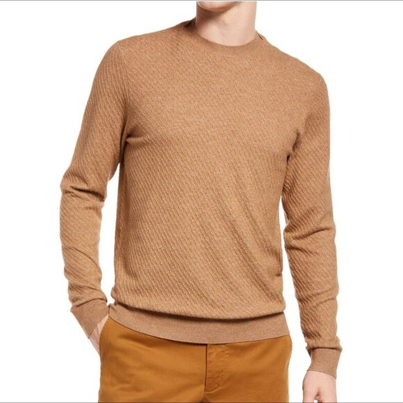Ted Baker London Knares textured sweater tan camel crewneck men new XL 5 - Picture 1 of 5
